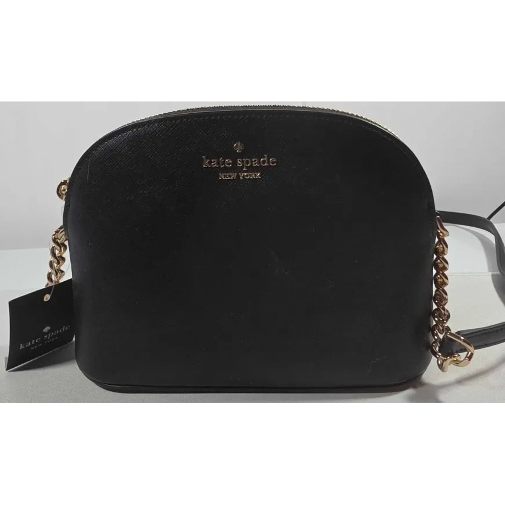New Kate Spade Cameron Hilli Saffiano Leather Black Dome Crossbody Bag